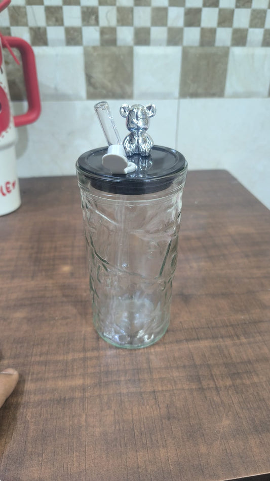Silver Bear Glass Tumbler