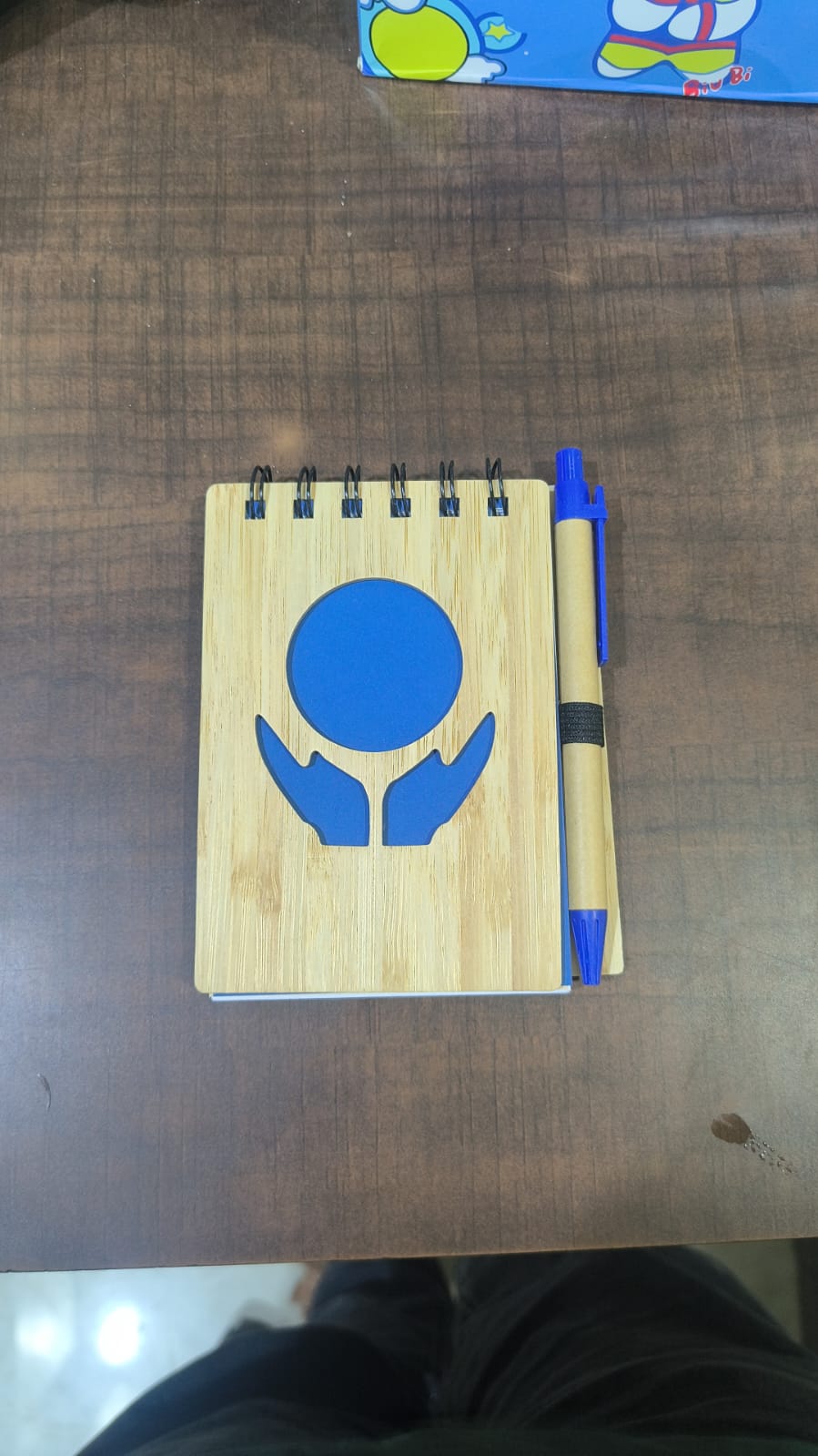 Wooden-Style Spiral Notebook with Pen