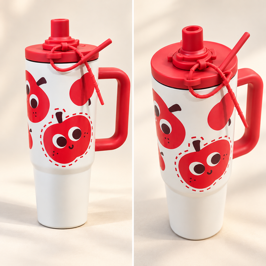 Apple Print Tumbler with Handle